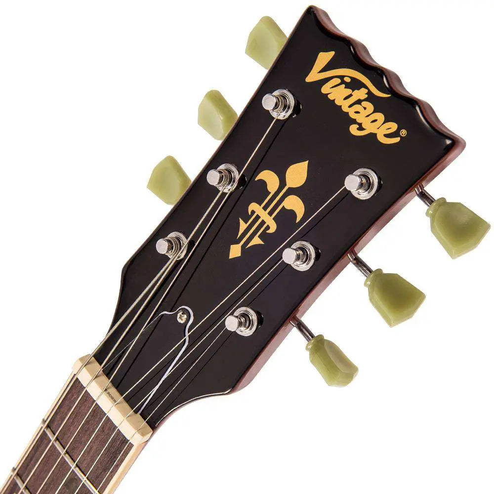 Vintage V100IT ReIssued Electric Guitar ~ Flamed Iced Tea - Richards Guitars Of Stratford Upon Avon