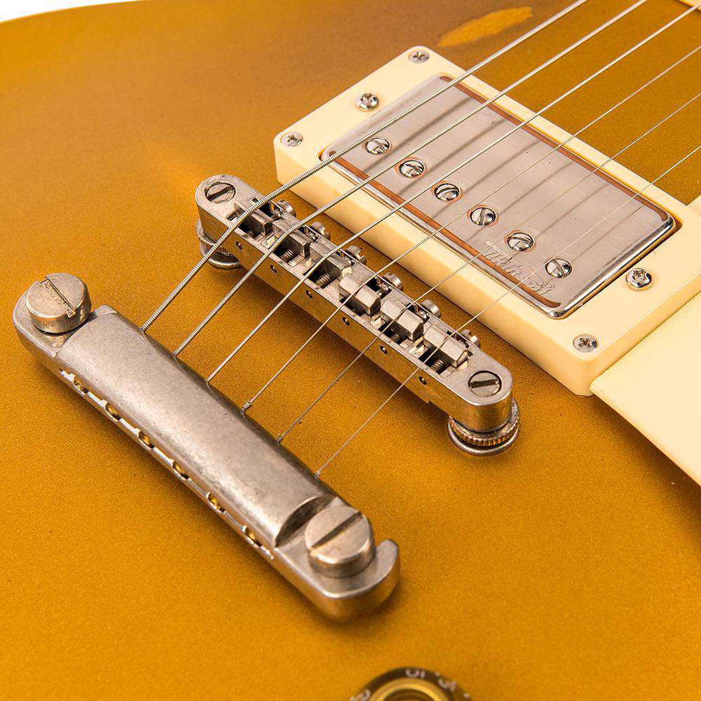 Vintage V100MRGT ICON Electric Guitar ~ Distressed HH Gold Top - Richards Guitars Of Stratford Upon Avon