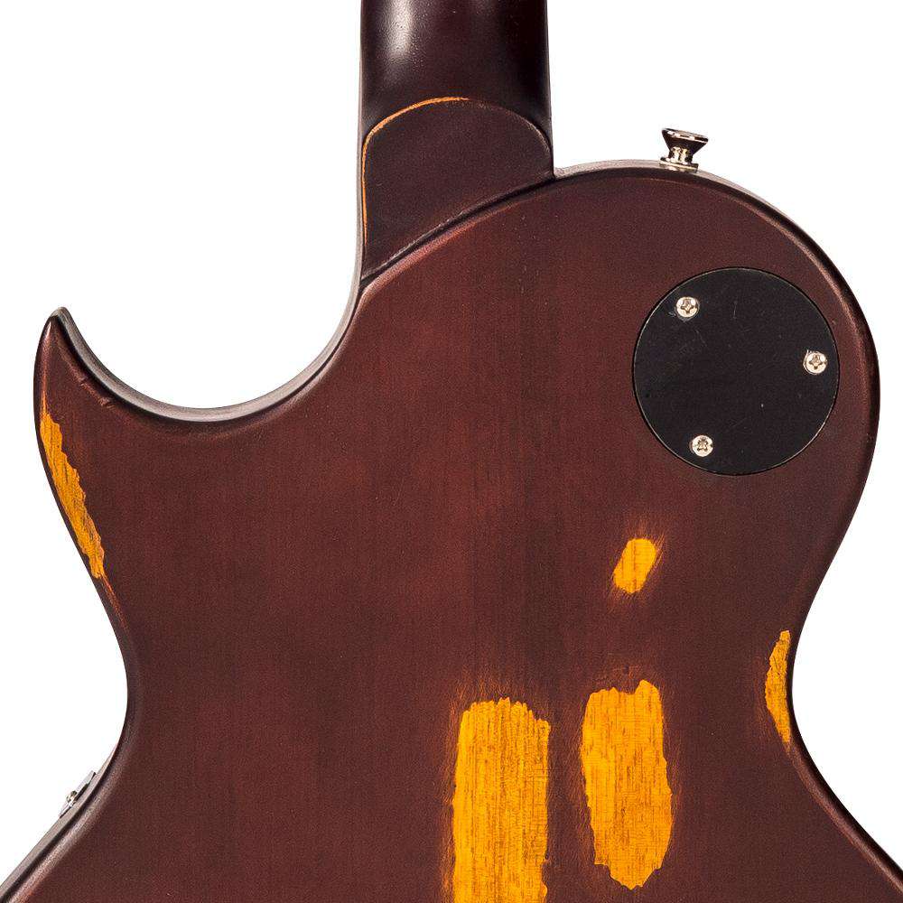 Vintage V100MRGT ICON Electric Guitar ~ Distressed HH Gold Top - Richards Guitars Of Stratford Upon Avon