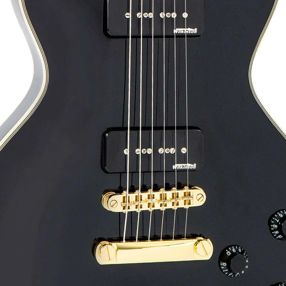 Vintage V100PBB ReIssued Electric Guitar w/W90 Pickups ~ Boulevard Black - Richards Guitars Of Stratford Upon Avon