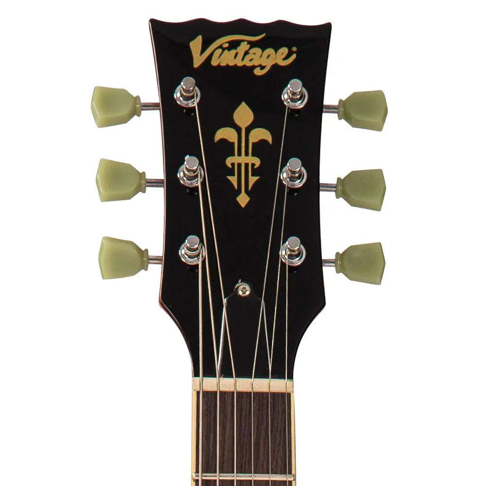 Vintage V100THB ReIssued Electric Guitar ~ Flamed Thru Honeyburst - Richards Guitars Of Stratford Upon Avon