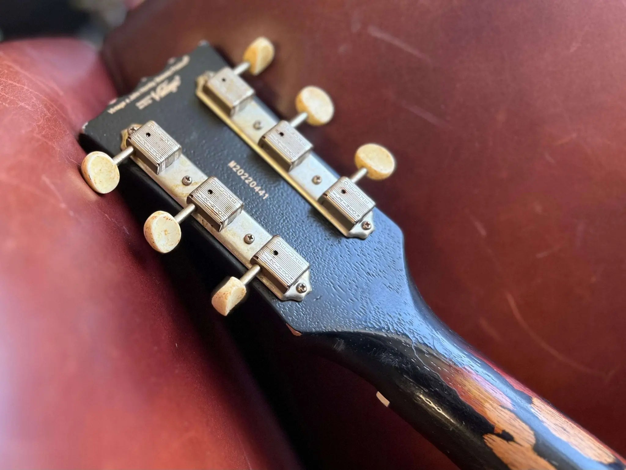 Vintage V120 ProShop "Reclaimed" Fallout Black Over Burst - Richards Guitars Of Stratford Upon Avon