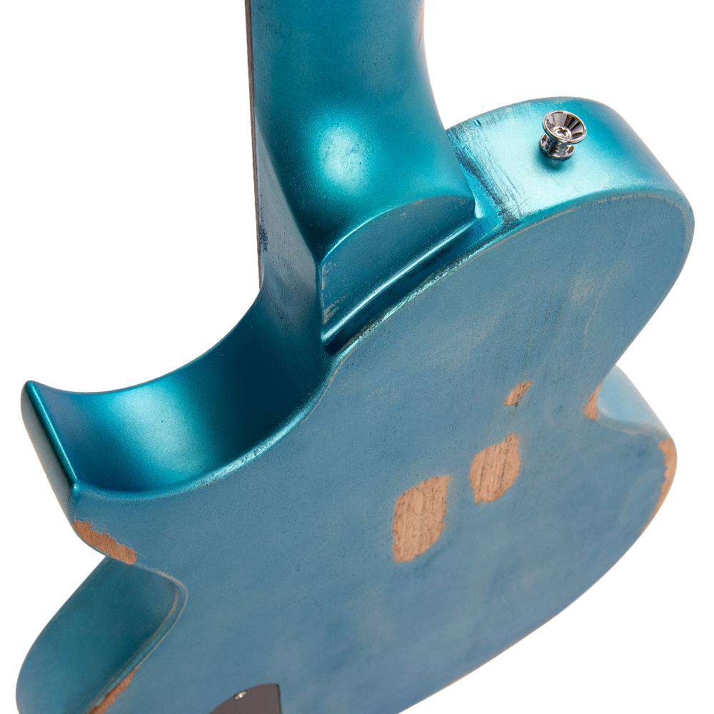 Vintage V120MRGHB ICON Electric Guitar ~ Distressed Gun Hill Blue Over Sunburst - Richards Guitars Of Stratford Upon Avon