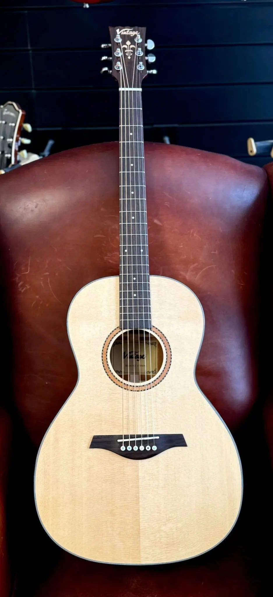 Vintage V1850 Performer Series Acoustic All Solid Parlour Guitar. Top Personal Recommendation - Richards Guitars Of Stratford Upon Avon