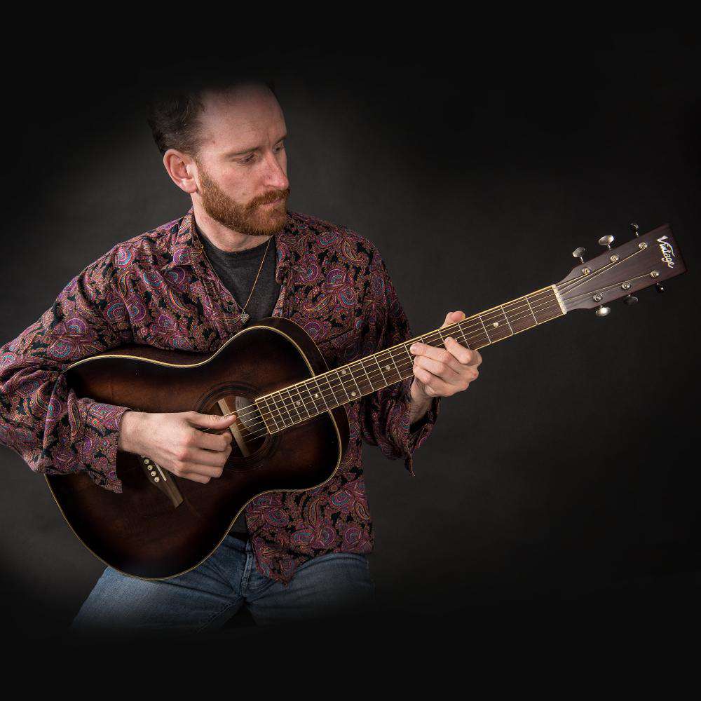 Vintage V300 Acoustic Folk Guitar Outfit ~ Antiqued - Richards Guitars Of Stratford Upon Avon