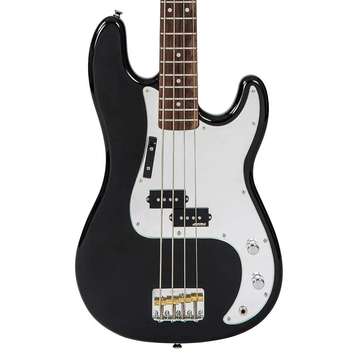 Vintage V4 ReIssued Bass Guitar ~ Rocker Black / Mirror Scratchplate - Richards Guitars Of Stratford Upon Avon