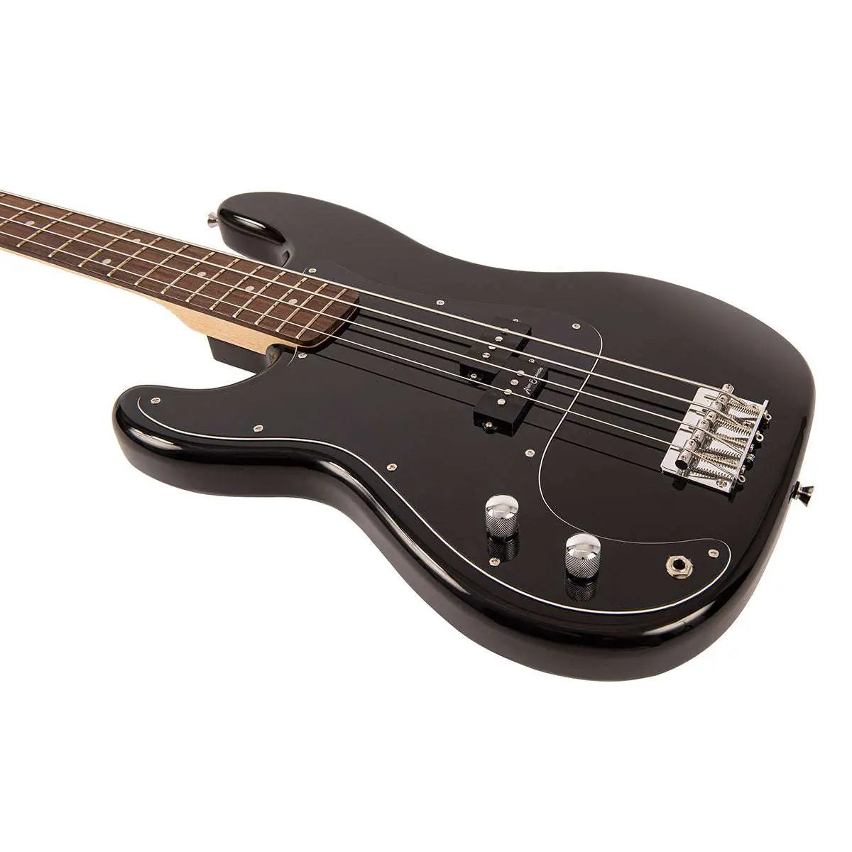 Vintage V40 Coaster Series Bass Guitar ~ Left Hand Boulevard Black - Richards Guitars Of Stratford Upon Avon