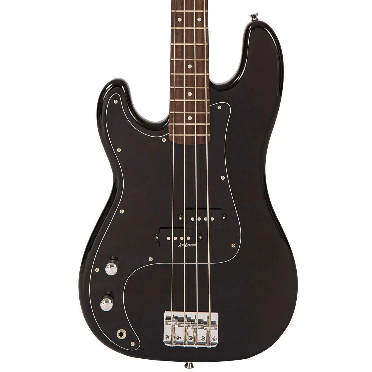 Vintage V40 Coaster Series Bass Guitar ~ Left Hand Boulevard Black - Richards Guitars Of Stratford Upon Avon