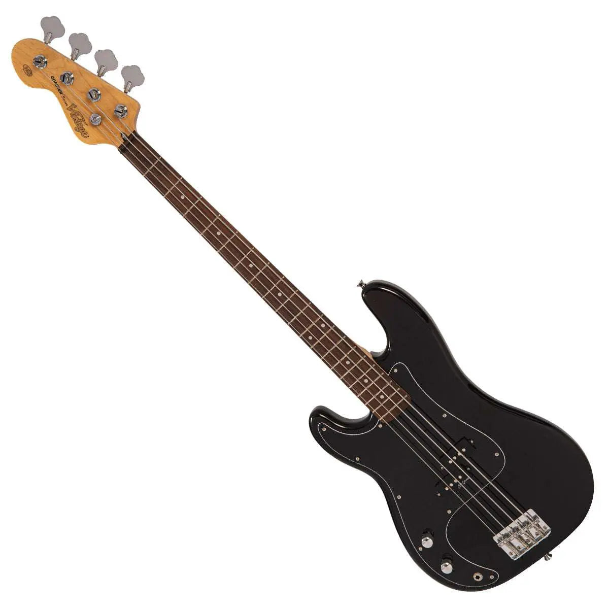 Vintage V40 Coaster Series Bass Guitar ~ Left Hand Boulevard Black - Richards Guitars Of Stratford Upon Avon