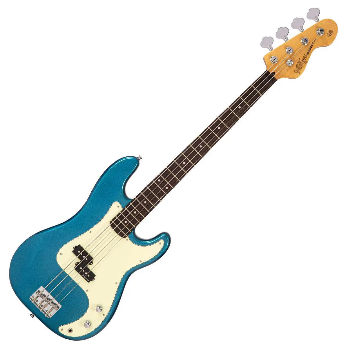 Vintage V40 Coaster Series Bass Guitar Pack ~ Candy Apple Blue - Richards Guitars Of Stratford Upon Avon