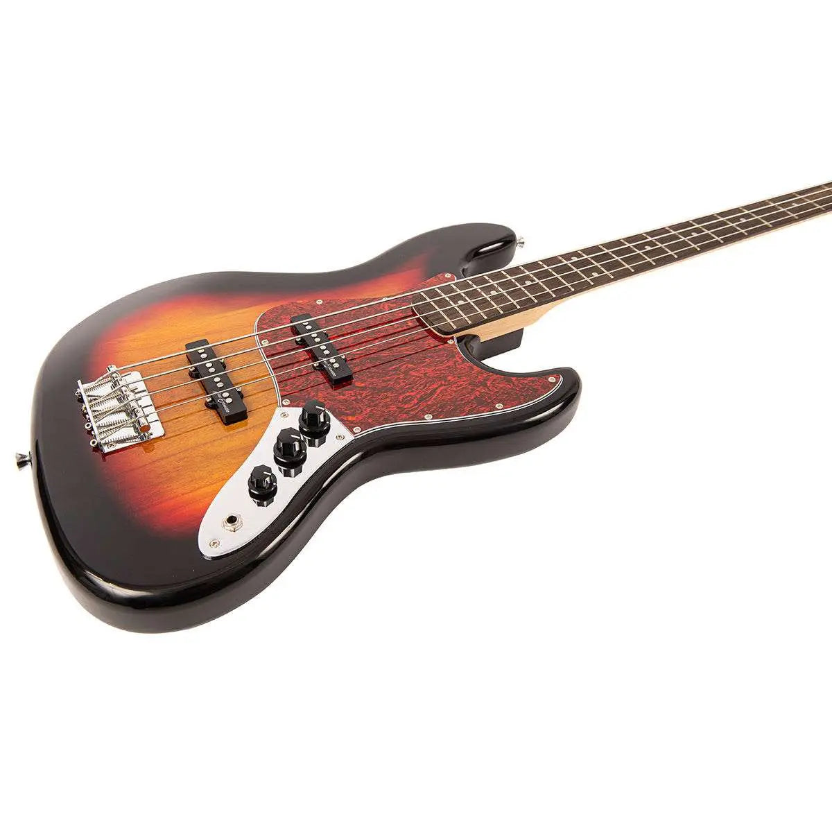 Vintage V49 Coaster Series Bass Guitar ~ 3 Tone Sunburst - Richards Guitars Of Stratford Upon Avon