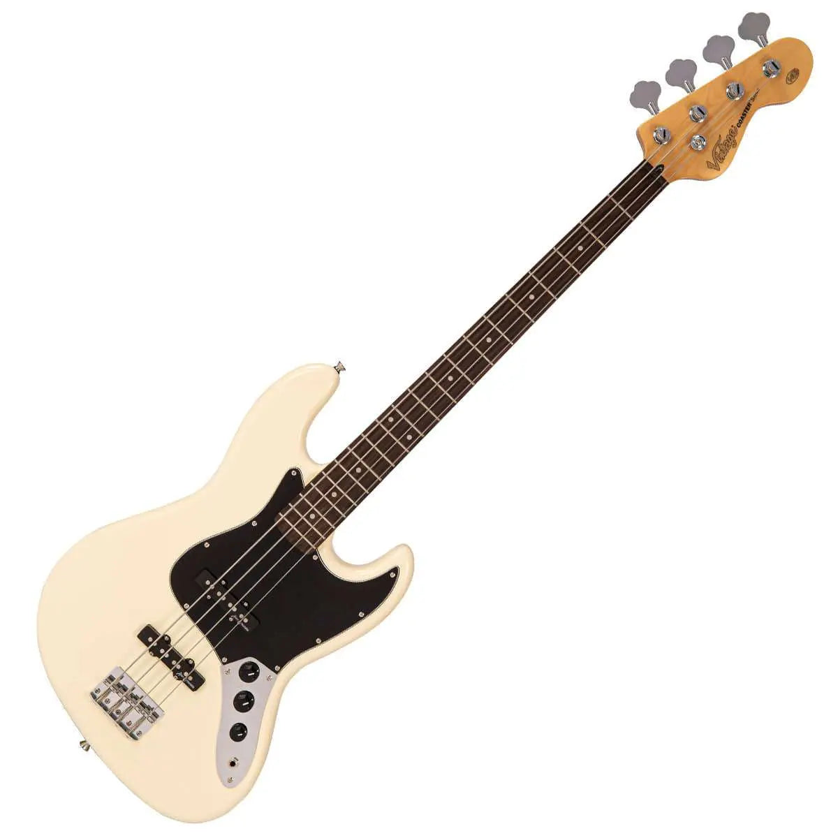 Vintage V49 Coaster Series Bass Guitar Pack ~ Vintage White - Richards Guitars Of Stratford Upon Avon