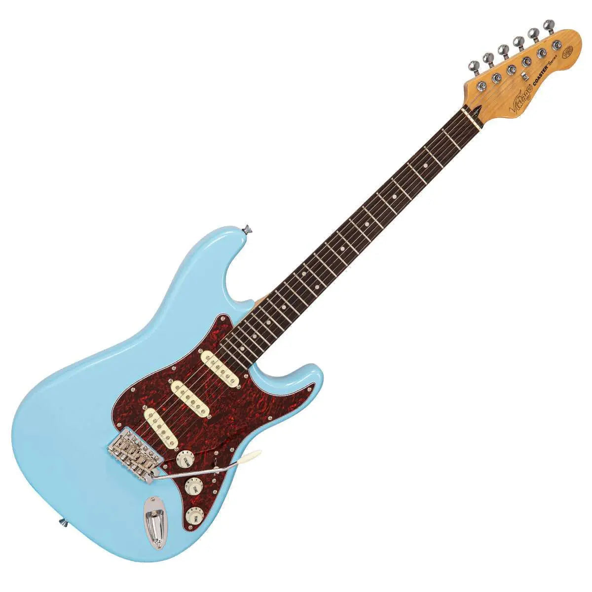Vintage V60 Coaster Series Electric Guitar ~ Laguna Blue - Richards Guitars Of Stratford Upon Avon
