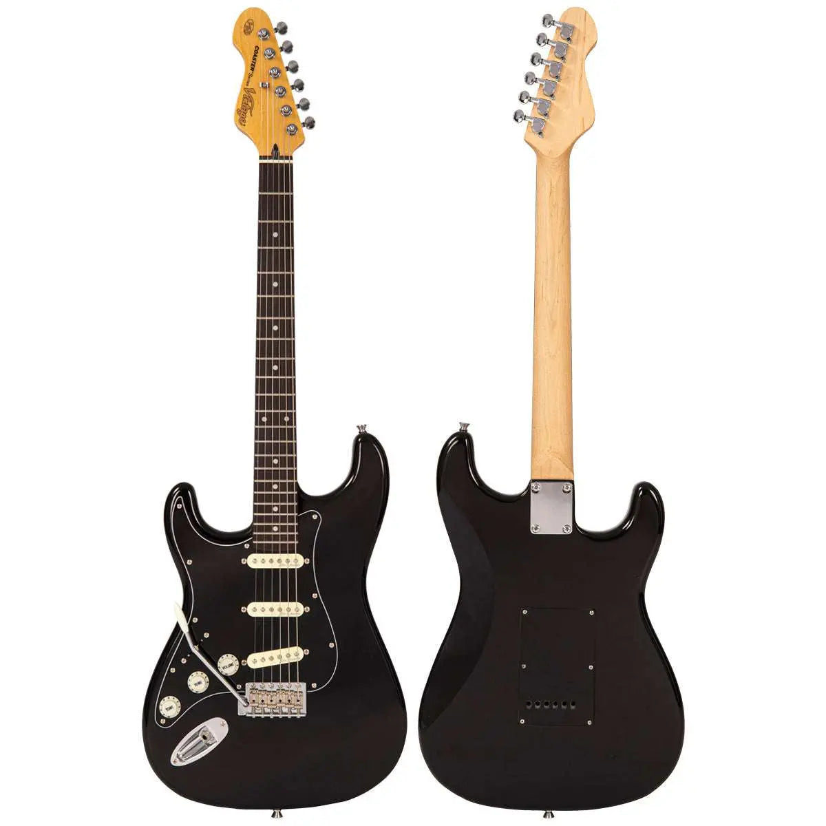 Vintage V60 Coaster Series Electric Guitar ~ Left Hand Boulevard Black - Richards Guitars Of Stratford Upon Avon