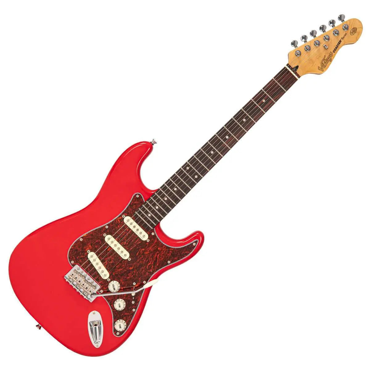 Vintage V60 Coaster Series Electric Guitar Pack ~ Gloss Red - Richards Guitars Of Stratford Upon Avon