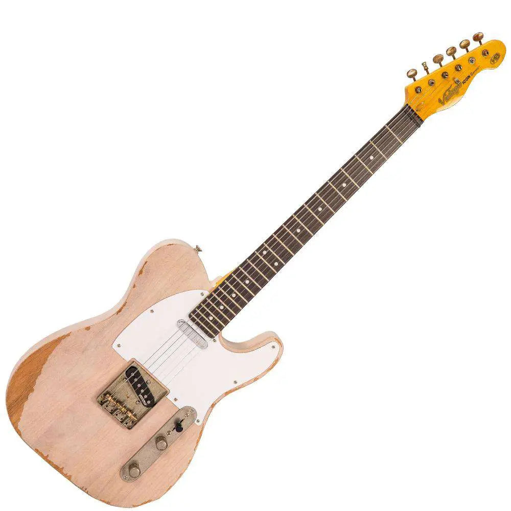 Vintage V62 ICON Electric Guitar ~ Distressed Ash Blonde - Richards Guitars Of Stratford Upon Avon