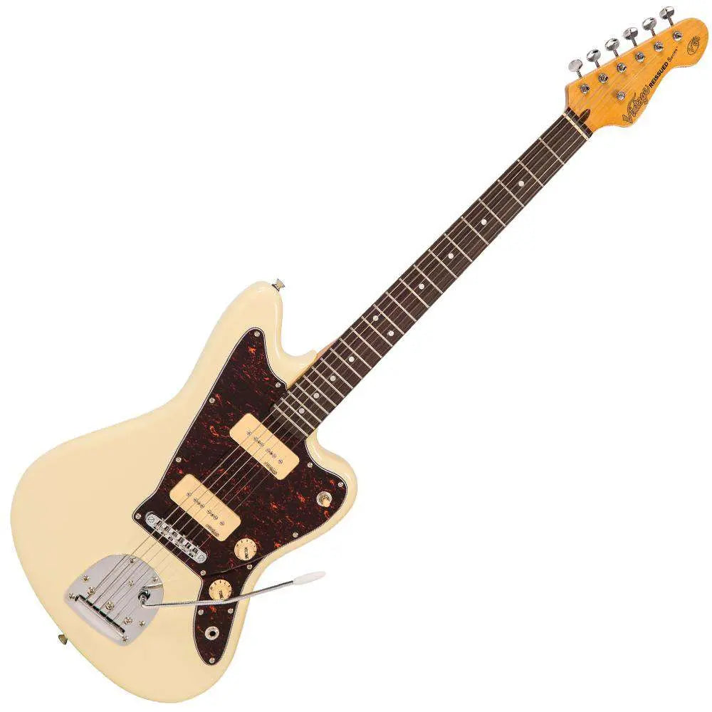 Vintage V65 VVW ReIssued Vibrato Electric Guitar ~ Vintage White - Richards Guitars Of Stratford Upon Avon