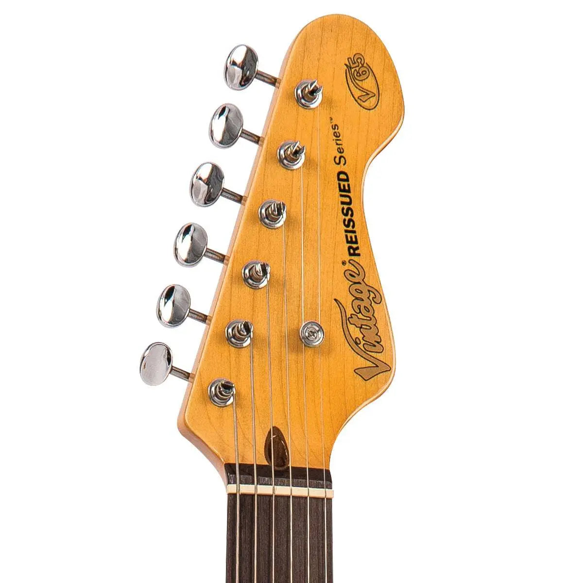 Vintage V65 VVW ReIssued Vibrato Electric Guitar ~ Vintage White - Richards Guitars Of Stratford Upon Avon