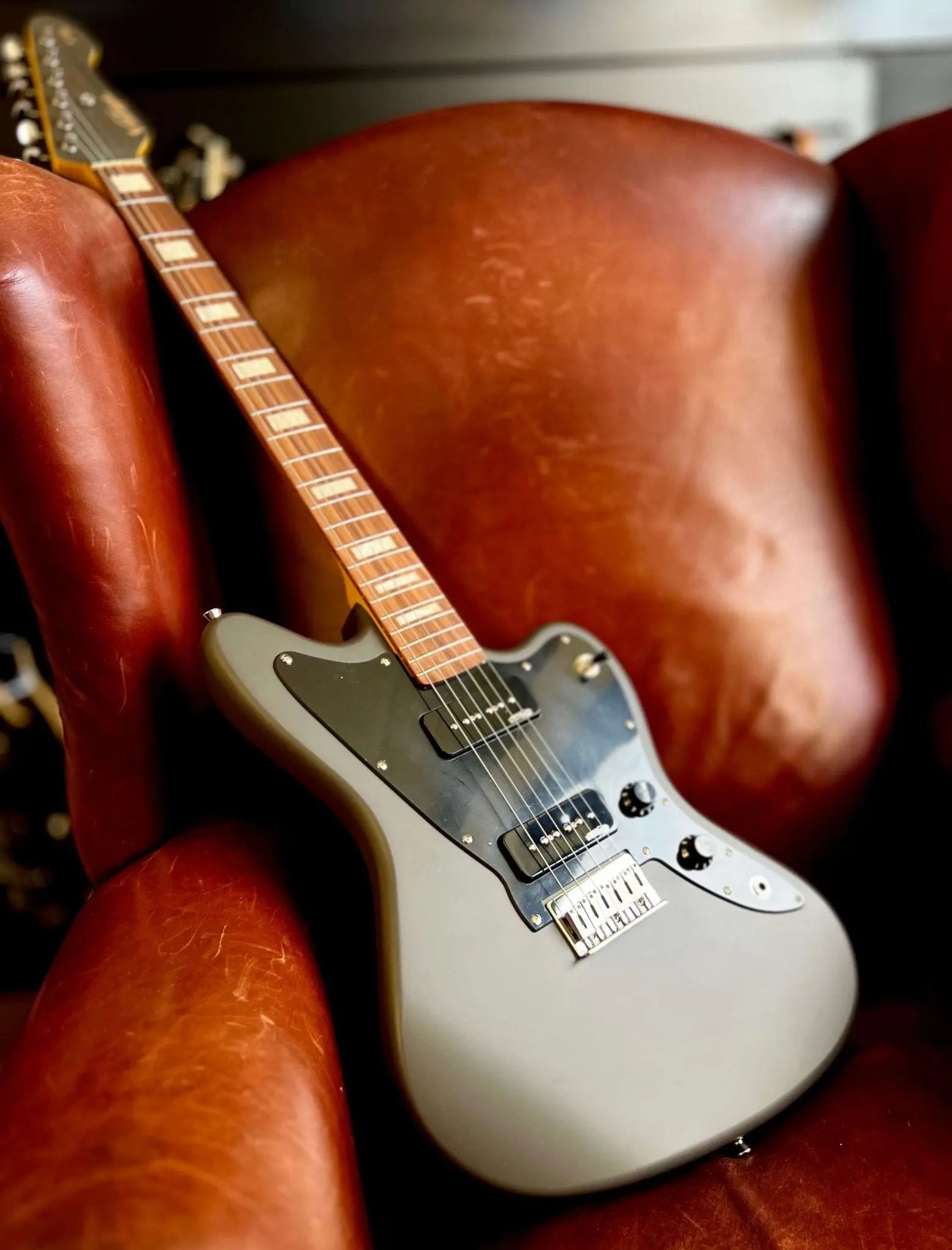 Vintage V65H GYReIssued Hard Tail Electric Guitar ~ Satin Grey - Richards Guitars Of Stratford Upon Avon
