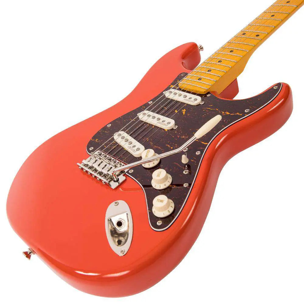 Vintage V6M ReIssued Electric Guitar ~ Firenza Red - Richards Guitars Of Stratford Upon Avon