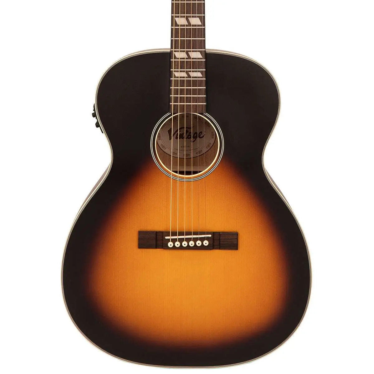 Vintage VE150VSB Historic Series 'Orchestra' Electro - Acoustic Guitar ~ Vintage Sunburst - Richards Guitars Of Stratford Upon Avon