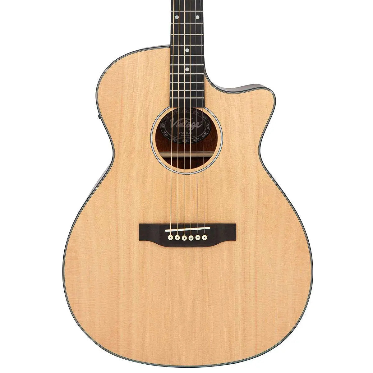 Vintage VEC1900N Stage Series 'Grand Auditorium' Cutaway Electro - Acoustic Guitar ~ Natural - Richards Guitars Of Stratford Upon Avon