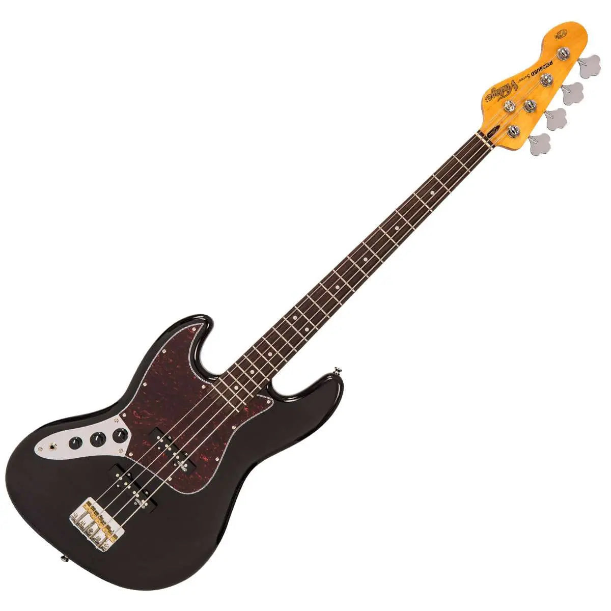Vintage VJ74 ReIssued Bass ~ Boulevard Black ~ Left Hand - Richards Guitars Of Stratford Upon Avon