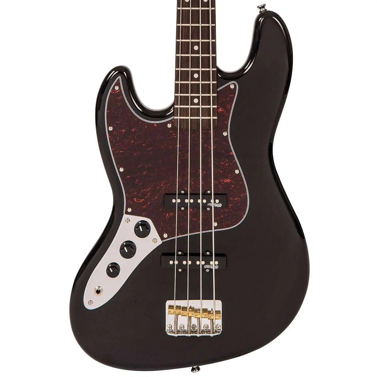 Vintage VJ74 ReIssued Bass ~ Boulevard Black ~ Left Hand - Richards Guitars Of Stratford Upon Avon