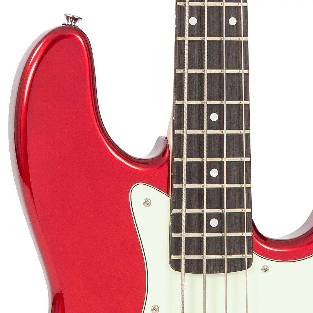 Vintage VJ74 ReIssued Bass Guitar ~ Candy Apple Red - Richards Guitars Of Stratford Upon Avon