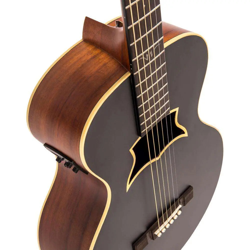 Vintage VRA900EA 'Raven' Paul Brett Electro - Acoustic Guitar ~ Satin Black - Richards Guitars Of Stratford Upon Avon