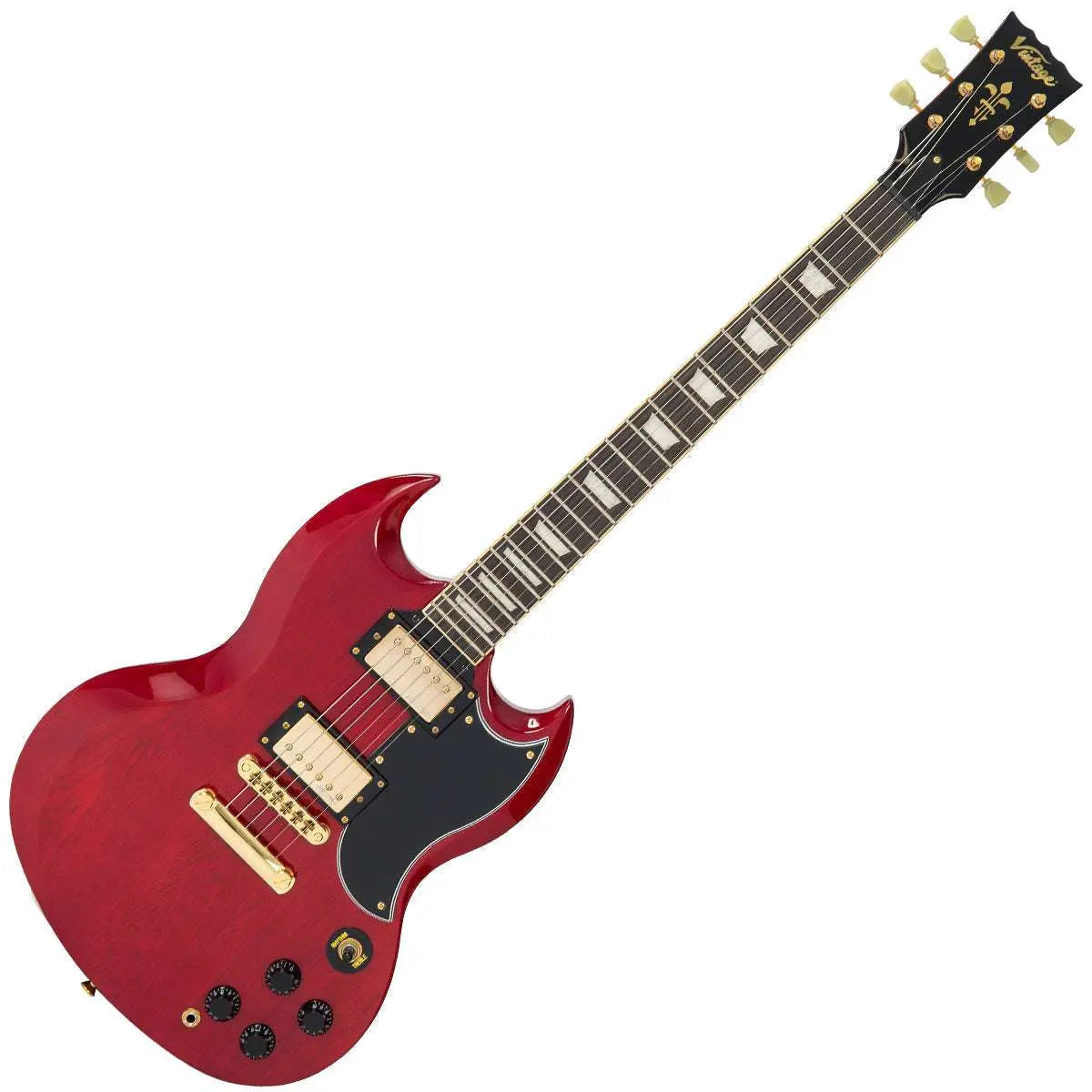 Vintage VS6 ReIssued Electric Guitar ~ Cherry Red/Gold Hardware - Richards Guitars Of Stratford Upon Avon