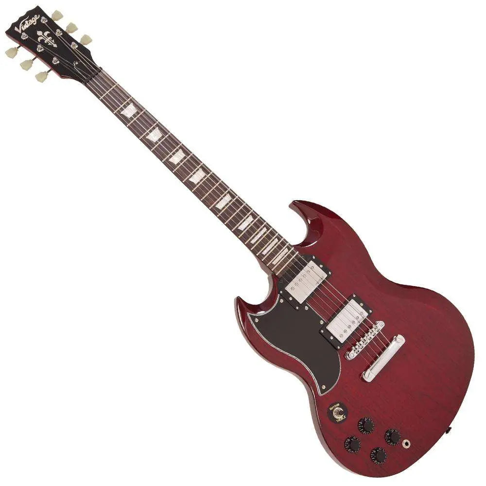 Vintage VS6 ReIssued Electric Guitar ~ Left Hand Cherry Red - Richards Guitars Of Stratford Upon Avon