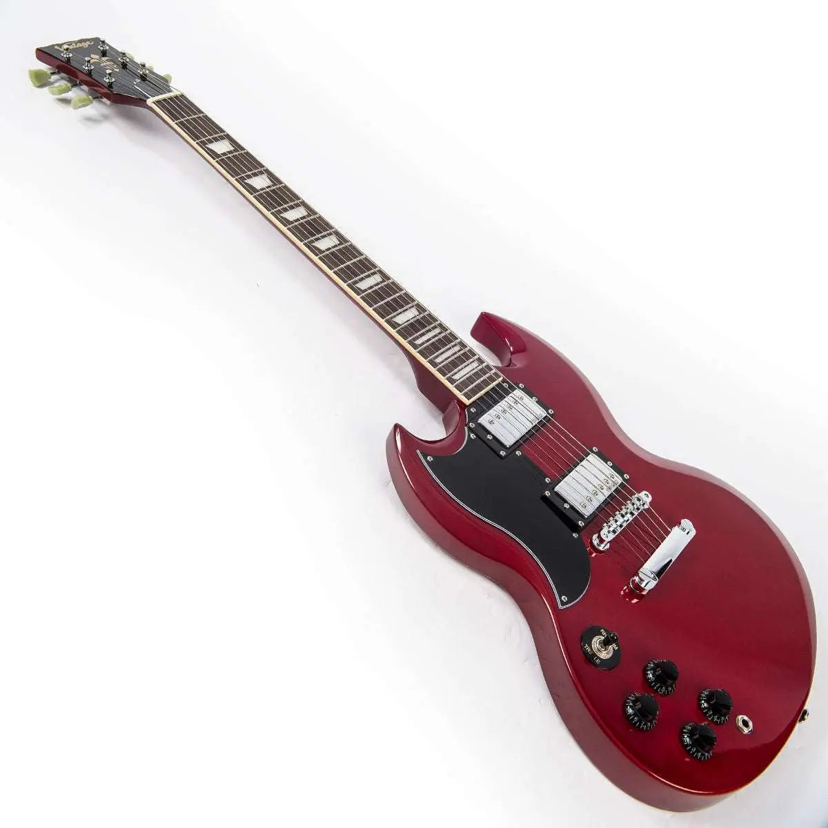Vintage VS6 ReIssued Electric Guitar ~ Left Hand Cherry Red - Richards Guitars Of Stratford Upon Avon