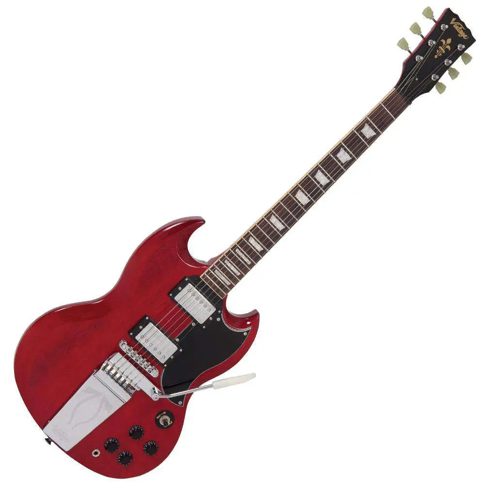 Vintage VS6V ReIssued with vintage style Vibrato ~ Cherry Red - Richards Guitars Of Stratford Upon Avon