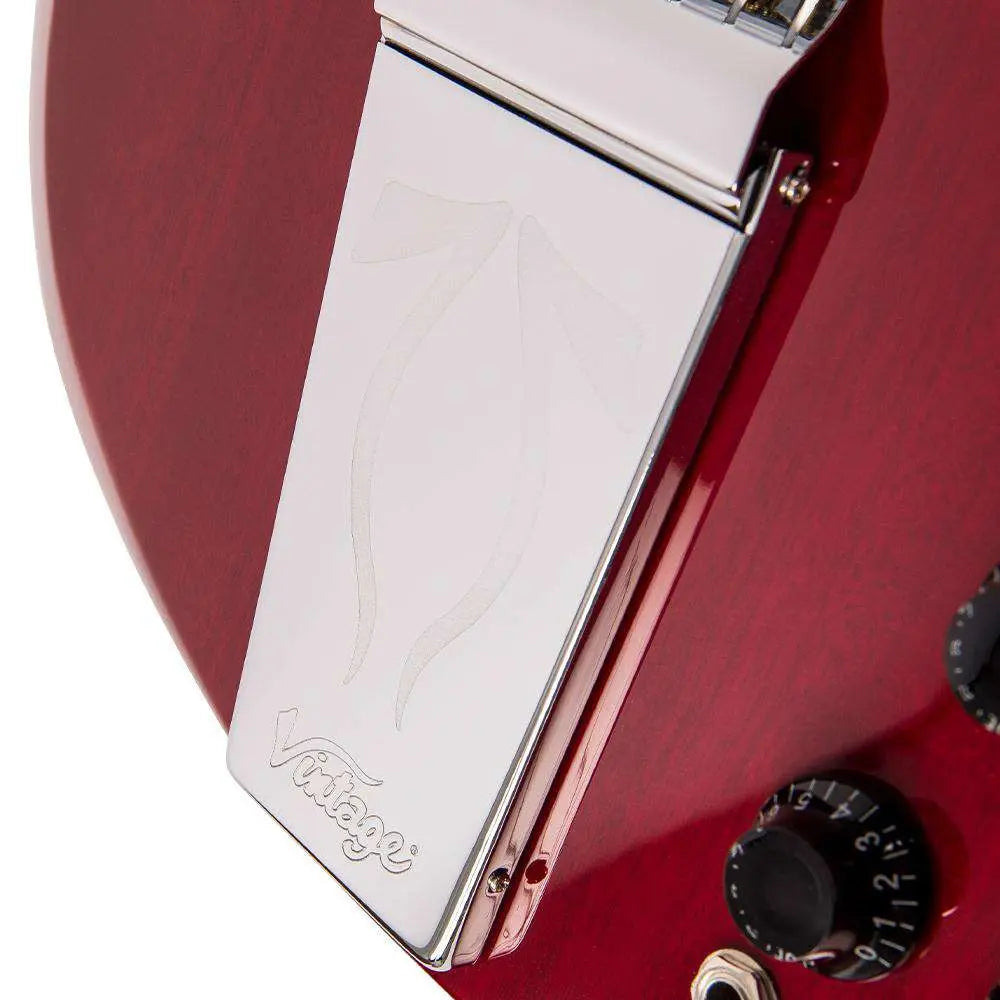 Vintage VS6V ReIssued with vintage style Vibrato ~ Cherry Red - Richards Guitars Of Stratford Upon Avon