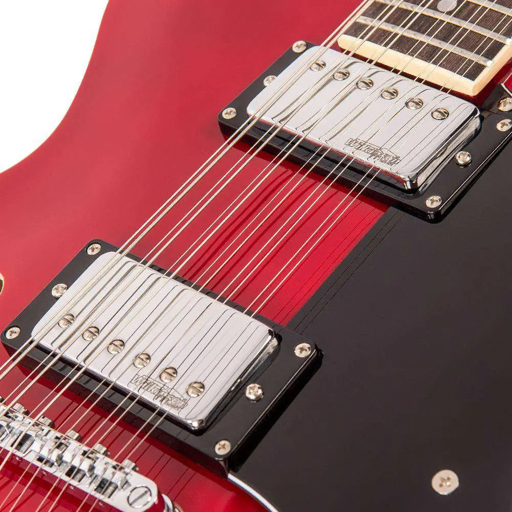 Vintage VSA500 ReIssued 12 - String Semi Acoustic Guitar ~ Cherry Red - Richards Guitars Of Stratford Upon Avon