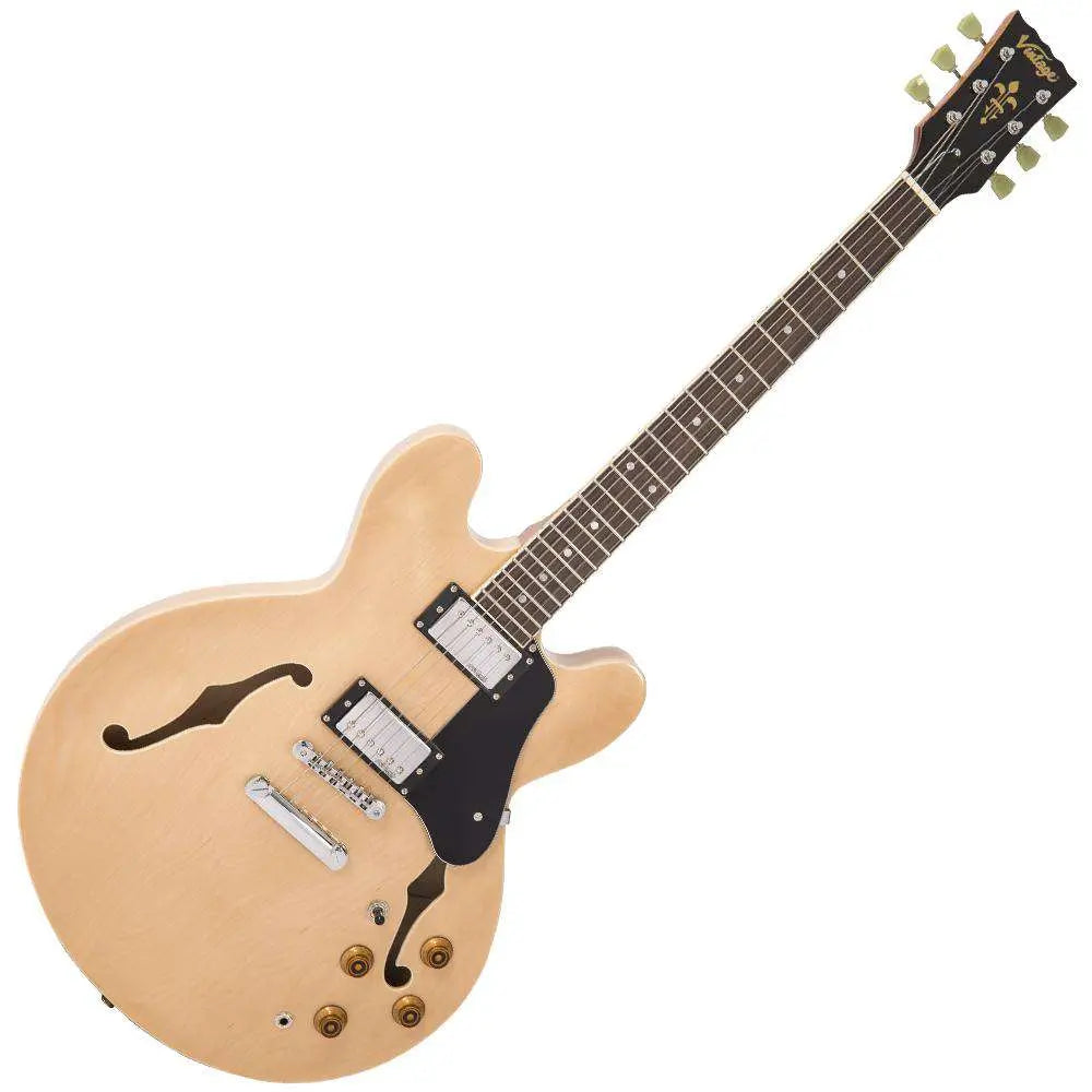 Vintage VSA500 ReIssued Semi Acoustic Guitar ~ Natural Maple - Richards Guitars Of Stratford Upon Avon