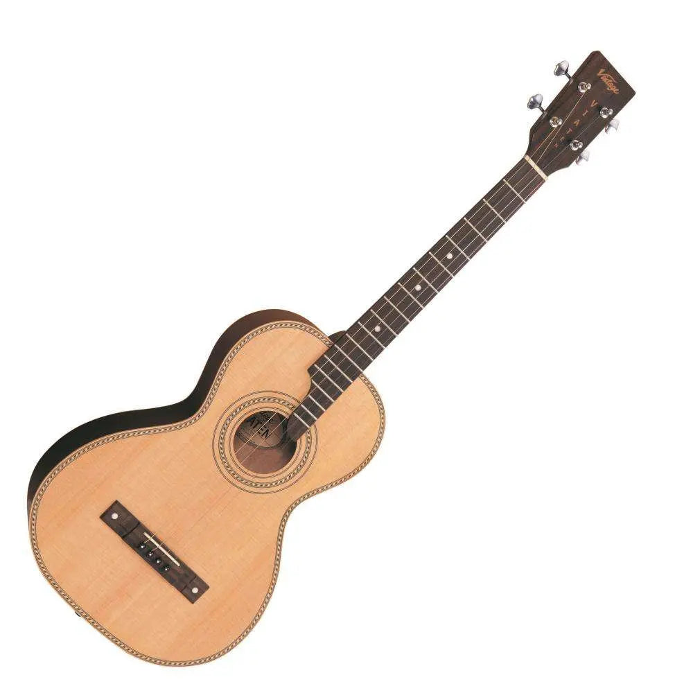 Vintage VTE800N 'Viaten' Paul Brett Acoustic Tenor Guitar ~ Natural - Richards Guitars Of Stratford Upon Avon