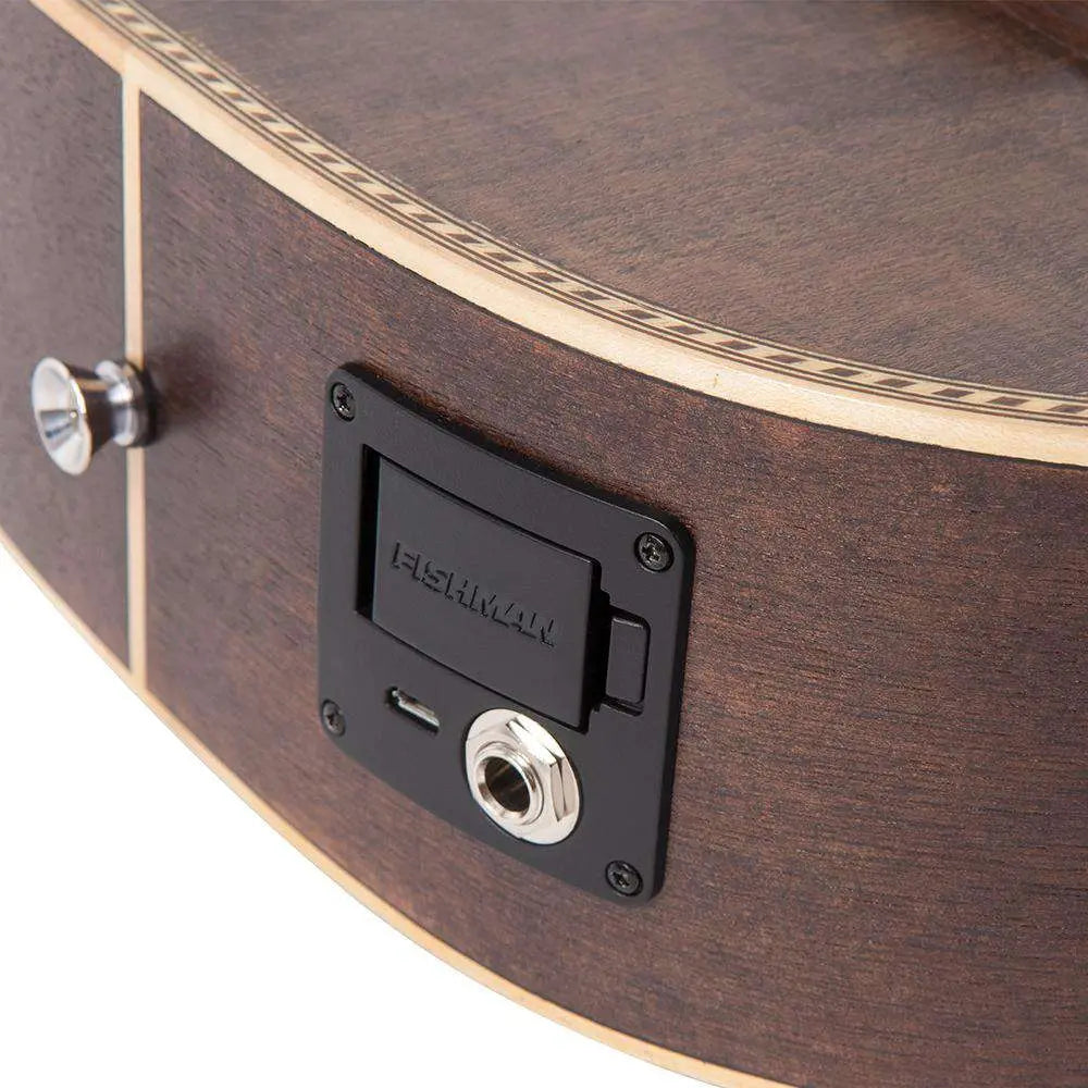 Vintage VTR800PB - USB 'Viator' Paul Brett Electro - Acoustic Travel Guitar ~ Antiqued - Richards Guitars Of Stratford Upon Avon