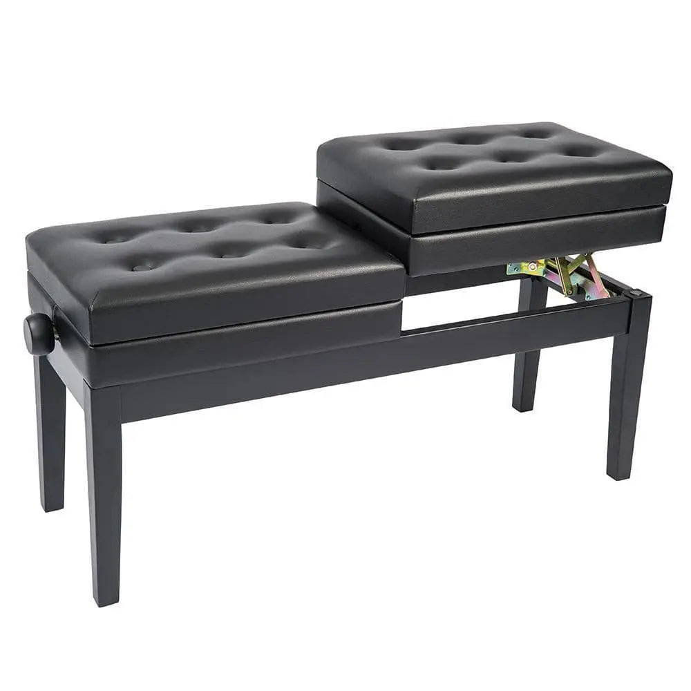 Kinsman Double Adjustable Piano Bench with Storage – Satin Black - Richards Guitars Of Stratford Upon Avon
