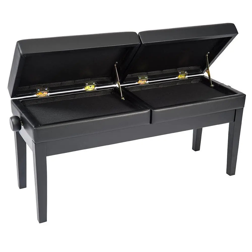Kinsman Double Adjustable Piano Bench with Storage – Satin Black - Richards Guitars Of Stratford Upon Avon