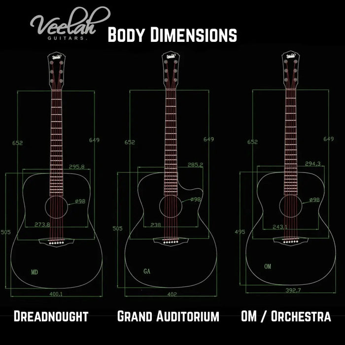 Veelah Guitars Body Dimensions - Richards Guitars Of Stratford Upon Avon