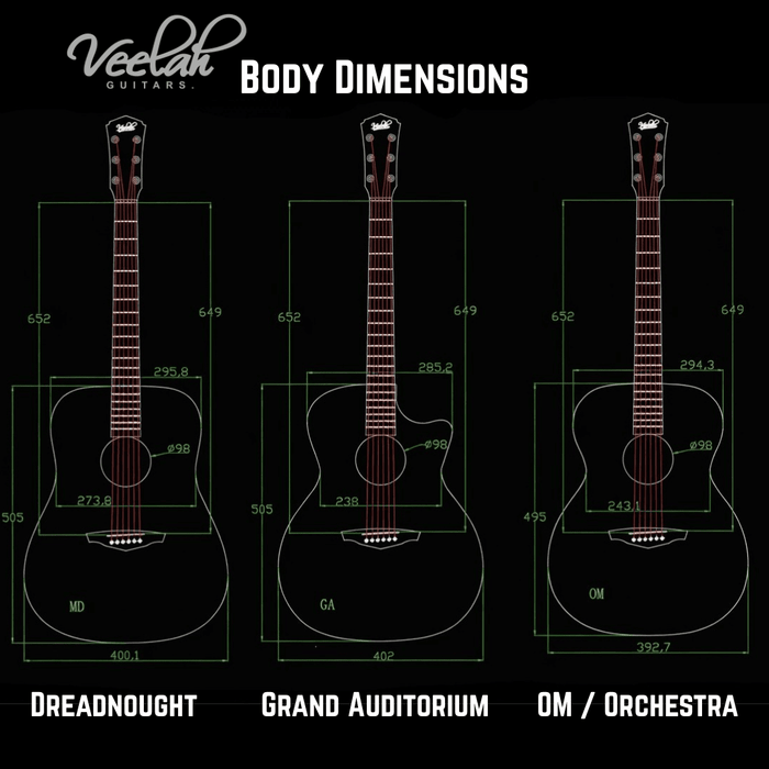 Veelah Guitars Body Dimensions - Richards Guitars Of Stratford Upon Avon