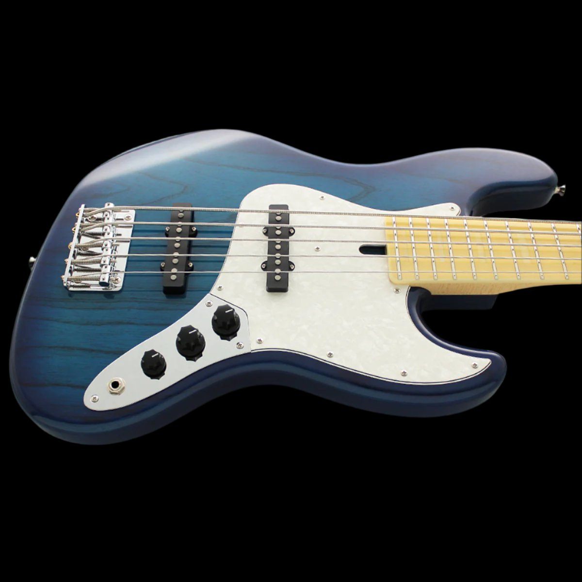 FGN Guitars Neoclassic JB 100M Ash 5 String SBB See Thru Blue Burst, Bass Guitar for sale at Richards Guitars.