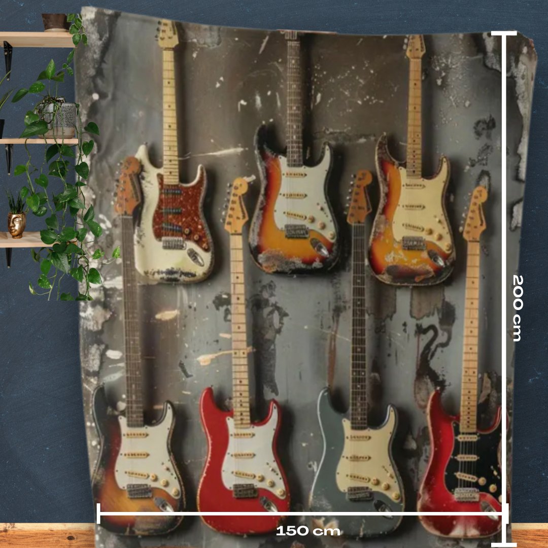 Accessory - SMJ Guitar Print Cozy Blanket / Throw 150cm X 200cm