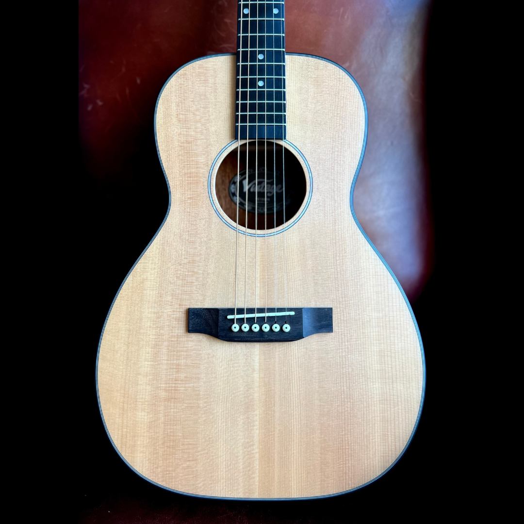 Vintage VE1800N  Series 'Parlour' Electro-Acoustic Guitar ~ Natural, Electro Acoustic Guitar for sale at Richards Guitars.