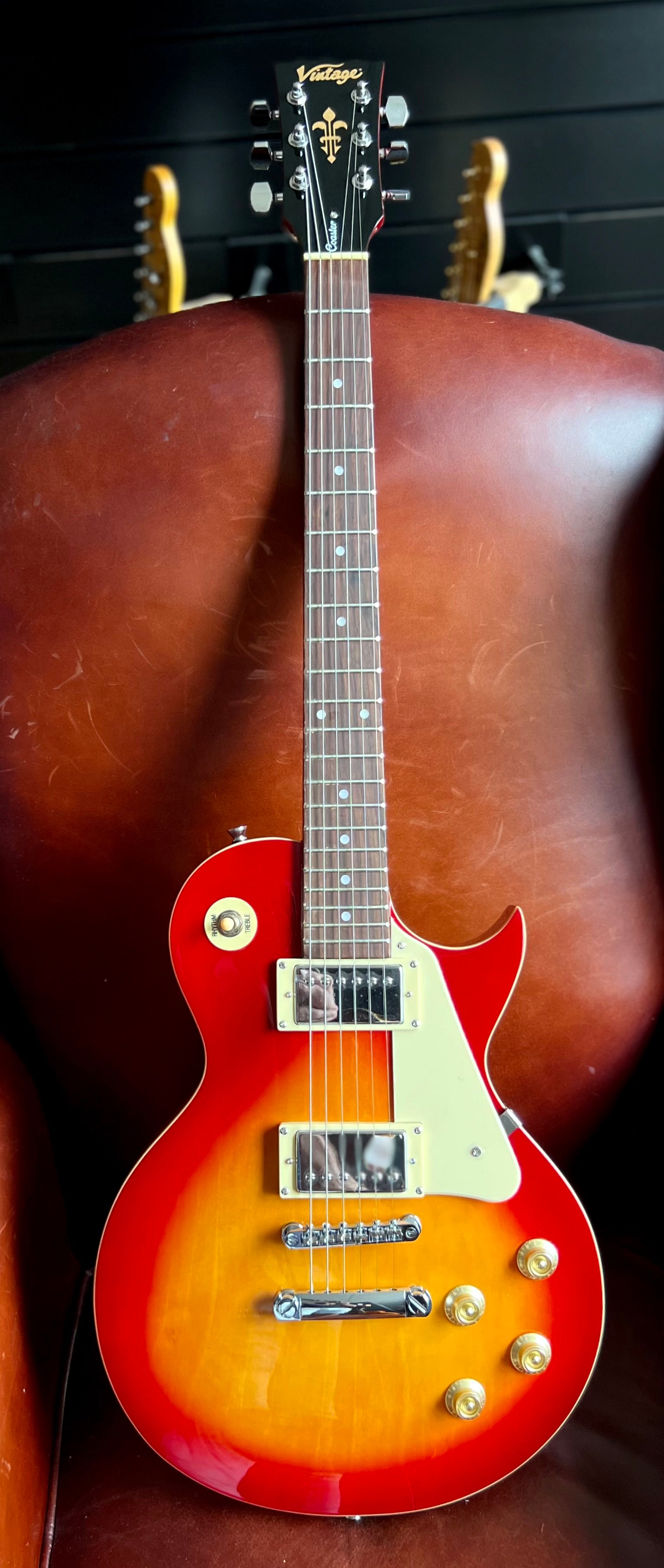 Vintage V100CS Electric Guitar Cherry Sunburst, Electric Guitar for sale at Richards Guitars.