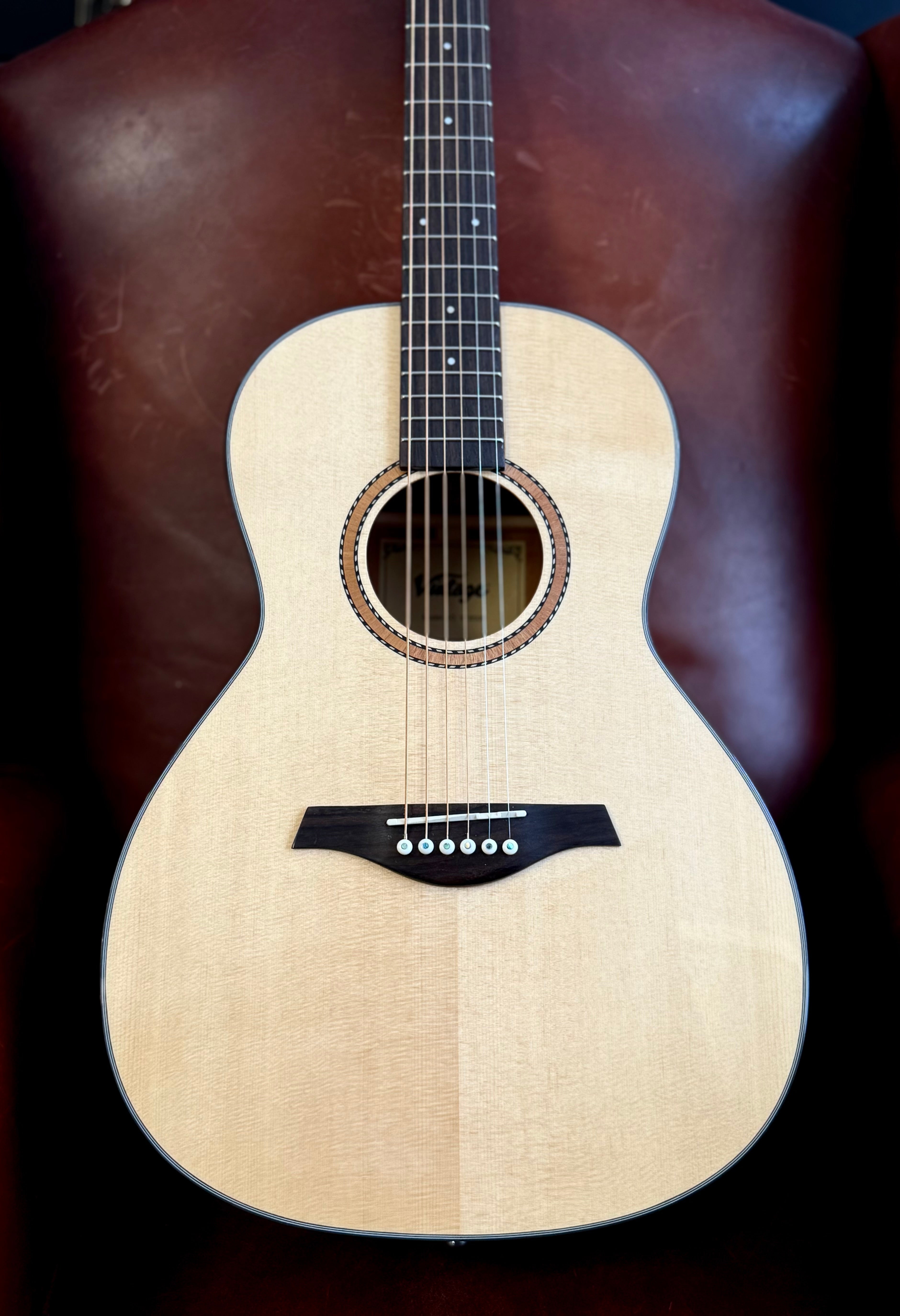 Vintage V1850 Performer Series Acoustic Parlour Guitar ~ Natural Gloss