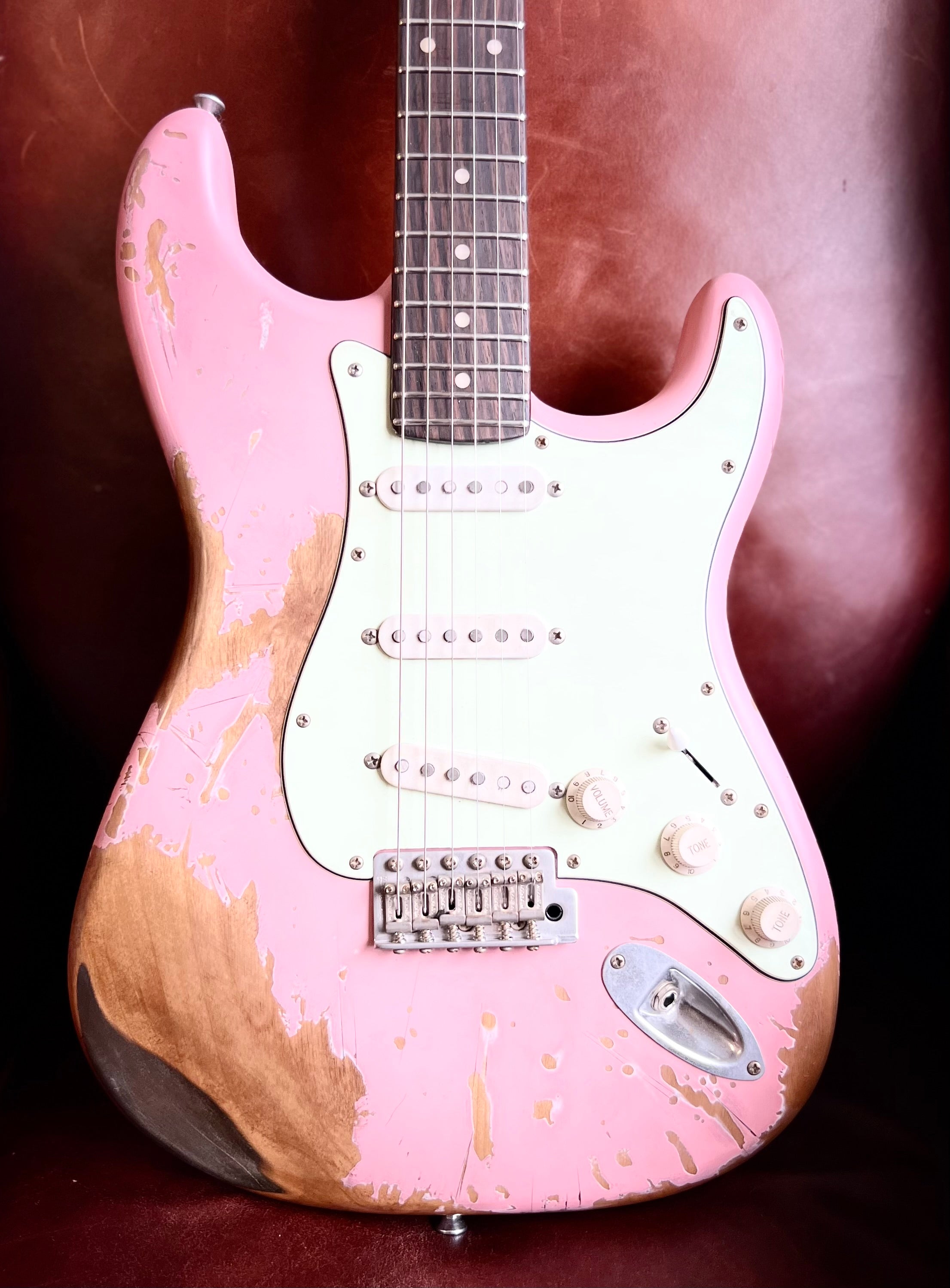 Vintage Proshop Post Apocalypse Radioactive Pink Electric Guitar, Electric Guitar for sale at Richards Guitars.