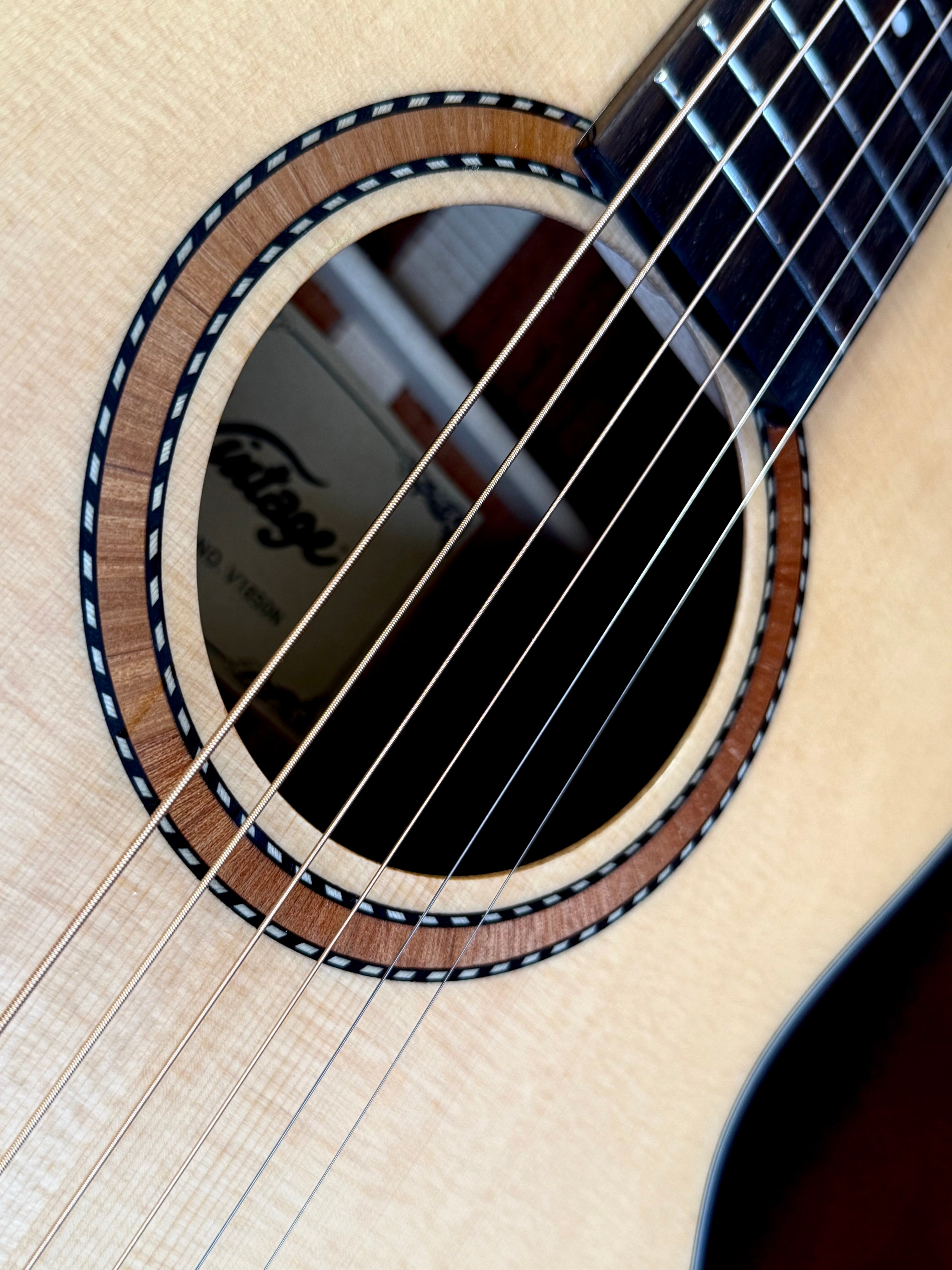 Vintage V1850 Performer Series Acoustic Parlour Guitar ~ Natural Gloss
